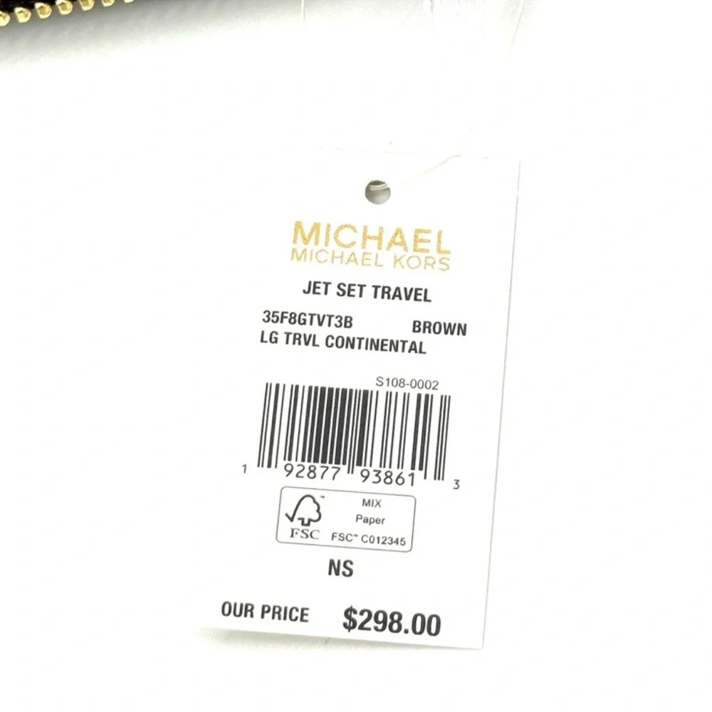 Michael Kors Large Travel Continental Wallet Wristlet Brown